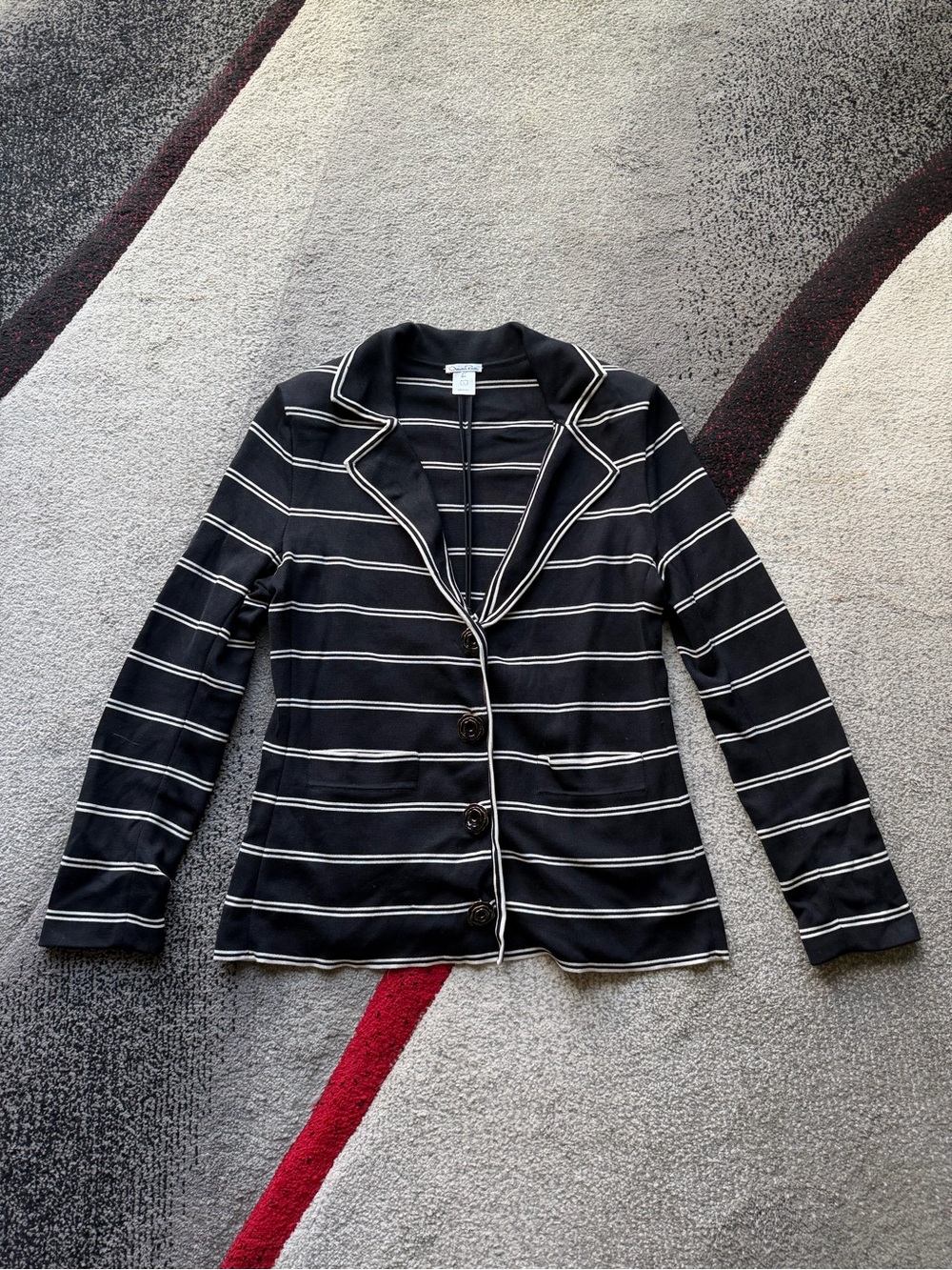 Oscar De La Renta Silk Blend Knit Striped Blazer